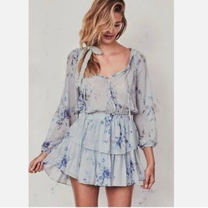 LoveShackFancy Popover Mini Dress in Celestia Blue